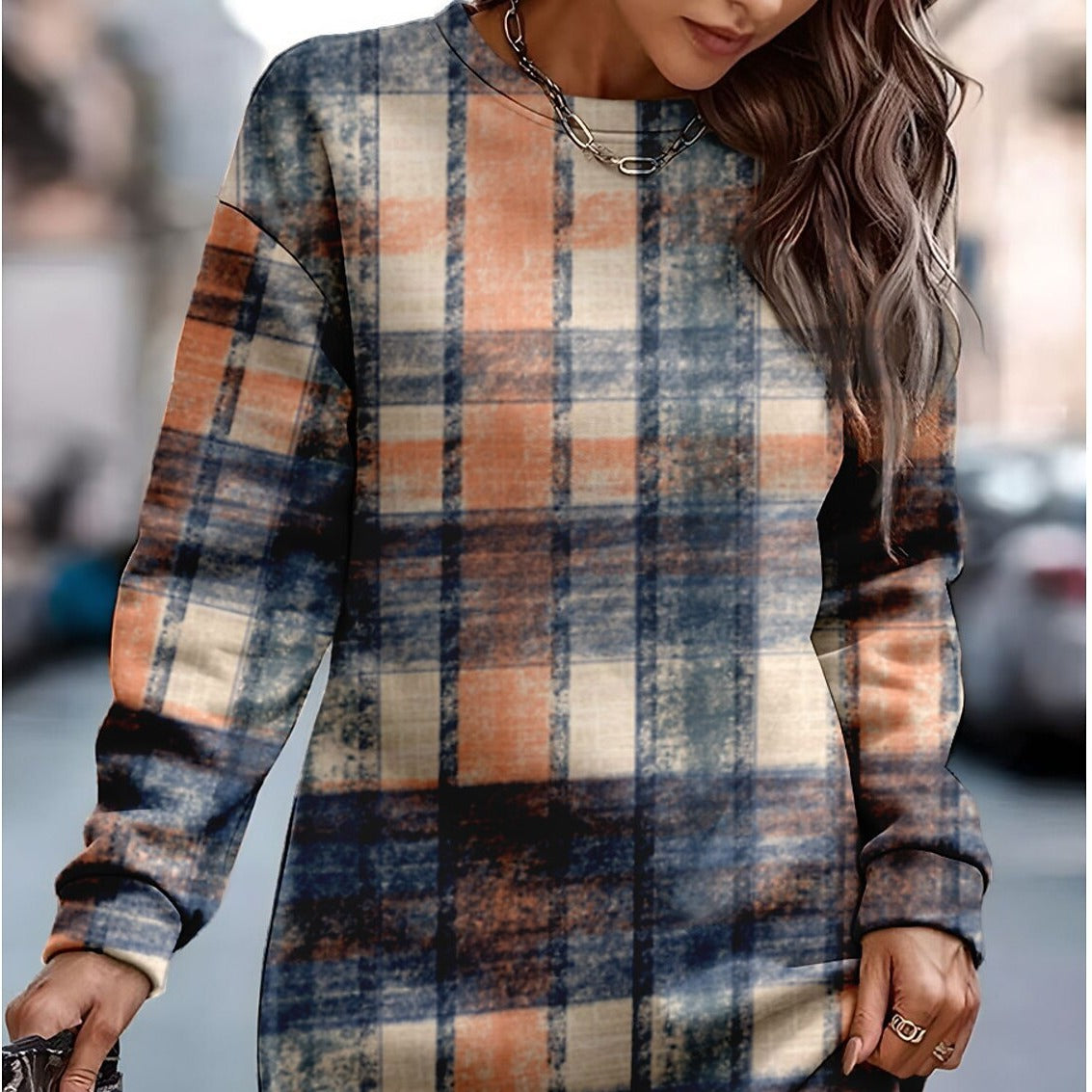 Caffè - Gezellige Patchwork Trui Jurk